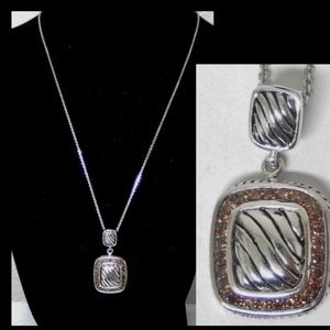 RCI Italy 925 Waverly Amber Gem Pendant Necklace